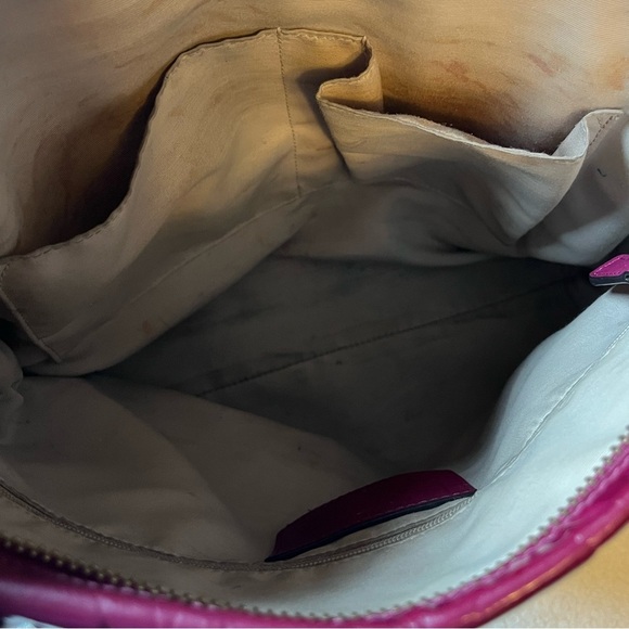 Coach Patent Leather Medium-Sized Tote Bag, Cranberry dark pink color - Picture 16 of 16